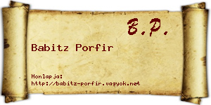 Babitz Porfir névjegykártya